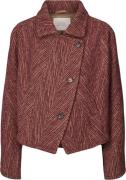 Rabens Saloner Herringbone Jacket Lunna Kvinde Burgundy Combo Blazere ...