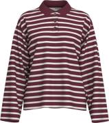 Selected Femme Slfwada LS Stripe Collar TOP Kvinde Zinfandel/snow Whit...