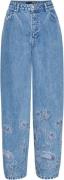 ROTATE Birger Christensen Rhinestone Wide LEG Jeans Kvinde Medium Blue...