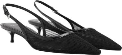 MANGO Heeled Mesh Heel Shoes Kvinde Black Slingbacks Str 39 - hos Maga...