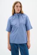 InWear Merlissaiw SS Shirt Kvinde Blue Stripes Kortærmede Bluser Regul...