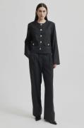 Second Female Wake Trousers Kvinde Dark Grey Melange Bukser Med Brede ...