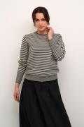 Kaffe Kanala Knit Pullover Kvinde Chalk / Black Small Stripe Langærmed...