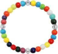 Nialaya Wristband With Multicolored Glass and Silver XXL - Armbånd Stå...