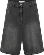 Rabens Saloner Denim Black Wide Shorts Raha Kvinde Washed Black Den De...