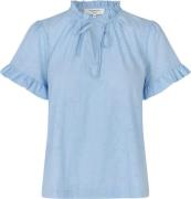 Rosemunde Voile Blouse W/ruffles Kvinde Heaven Blue Kortærmede T-shirt...