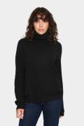 Saint Tropez Garbiesz Rollneck Pullover Kvinde Black Sweaters Loose Fi...