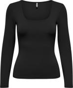 ONLY Onlea L/S 2way Deep Neck TOP JRS Kvinde Sort Toppe Str XS - hos M...