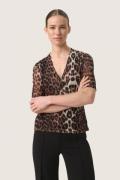 Soaked in Luxury Slaldora Wrap Blouse Kvinde Leopard Pattern Toppe Str...