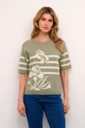 Cream Crdela Knit Blouse Kvinde Overland Trek Scroll Stipe Kortærmet S...