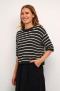 Kaffe Kaysabel Knit Pullover Kvinde Black/antique White Stripe Kortærm...