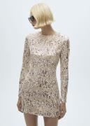 MANGO Sequin Shoulder Pads Dress Kvinde Silver Korte Kjoler Str S - ho...