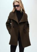 MANGO Doublebreasted Wool Coat Kvinde Beige - Khaki Overgangsjakker St...