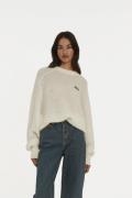 ROTATE Birger Christensen Light Knit Logo Sweater Kvinde Egret Langærm...