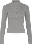 Gestuz Yasmiagz Zipper Pullover Noos Kvinde Grey Melange Sweaters Str ...