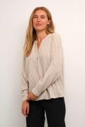 Kaffe Kamilia Blouse Kvinde Chinchilla/chalk Stripe Langærmede Bluser ...