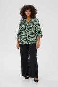 Kaffe Curve Kcleane Amber Blouse Kvinde Green/black Animal Langærmede ...