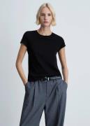 MANGO Basic 100% Cotton Tshirt Kvinde Black Kortærmede T-shirts Str L ...