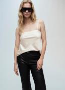 MANGO Satin top With Thin Straps Kvinde Natural White Langærmede Bluse...