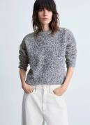 MANGO Round Neck Bouclé Sweater Kvinde Medium Grey Sweaters Str L - ho...