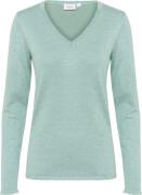 Saint Tropez Milasz LS Vneck Pullover Kvinde Granite Green Melange Swe...