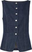 Pieces Pcjabia SL Boatneck Denim Vest D2D Kvinde Blå Toppe Str L Denim...