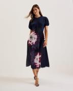 Ted Baker Mitzic Ponte Dress With Printed Mid Kvinde Navy Midi Kjoler ...