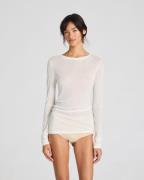 Gai&Lisva Fermi L/S Silk Top Kvinde Off White Langærmede T-shirts Str ...