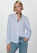 MANGO Striped Flowy Shirt Kvinde Medium Blue Langærmede Skjorter Str L...