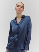 Rosemunde Jade Silk Shirt Kvinde True Navy Langærmede Skjorter Str 40 ...