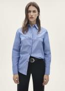 MANGO Cotton Shirt With Stud Detail Kvinde Medium Blue Langærmede Skjo...