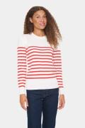 Saint Tropez Milasz LS Striped Pullover Kvinde Ice And F. Scarlet Stri...