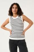 Kaffe Kalilybeth Knit Top Kvinde Chalk/black Stripe Tanktoppe Str L - ...