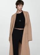 MANGO Oversized Knitted Coat With Pockets Kvinde Medium Brown Cardigan...