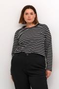 Kaffe Curve Kcwinni LS Tshirt Kvinde Black Deep/turtledove Stripe Lang...