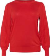 Kaffe Curve Kcloni Knit Pullover Kvinde Haute Red Langærmede Bluser St...