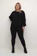 Kaffe Curve Kcloni Knit Pullover Kvinde Black Deep Langærmede Bluser S...