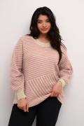 Kaffe Curve Kcverina Knit Pullover Kvinde Feather Gray Mel. / Rosa Swe...