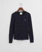 Gant Stretch Cotton Cable Cardigan Kvinde Evening Blue Cardigans Str S...