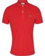 Lacoste Short Sleeved Ribbed Collar Shirt Mand Red Kortærmede Poloer S...