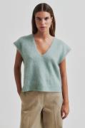 Second Female Camryn Knit Vest Kvinde Slate Green Sweaters Str L - hos...