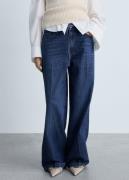 MANGO Wideleg Jeans With Belt Kvinde Open Blue Wide Jeans Str 40 - Den...