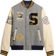 Superdry College Patched Bomber Jacket Mand Grey Marl Overgangsjakker ...