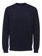 Selected Homme Slhberg Crew Neck B Noos Mand Blå Sweatshirts Str L - h...