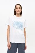 Ganni Basic Jersey Tattoo Lace Relaxed T Kvinde Bright White Kortærmed...