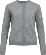 Object Objthess L/S Short Cardigan Noos Kvinde Medium Grey Melange Car...