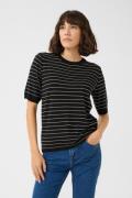 Kaffe Kalizza Striped Knit Kvinde Black/feathergreymel. Narrow Langærm...