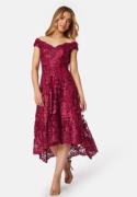 Goddiva Embroidered Lace Dress Wine-red M (UK10)