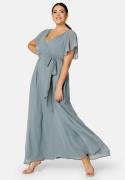 Goddiva Curve Flutter Sleeve Chiffon Maxi Curve Dress Air Force Blue 4...