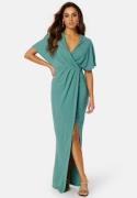 Bubbleroom Occasion Wrap Slit Maxi Dress Dark dusty green 34